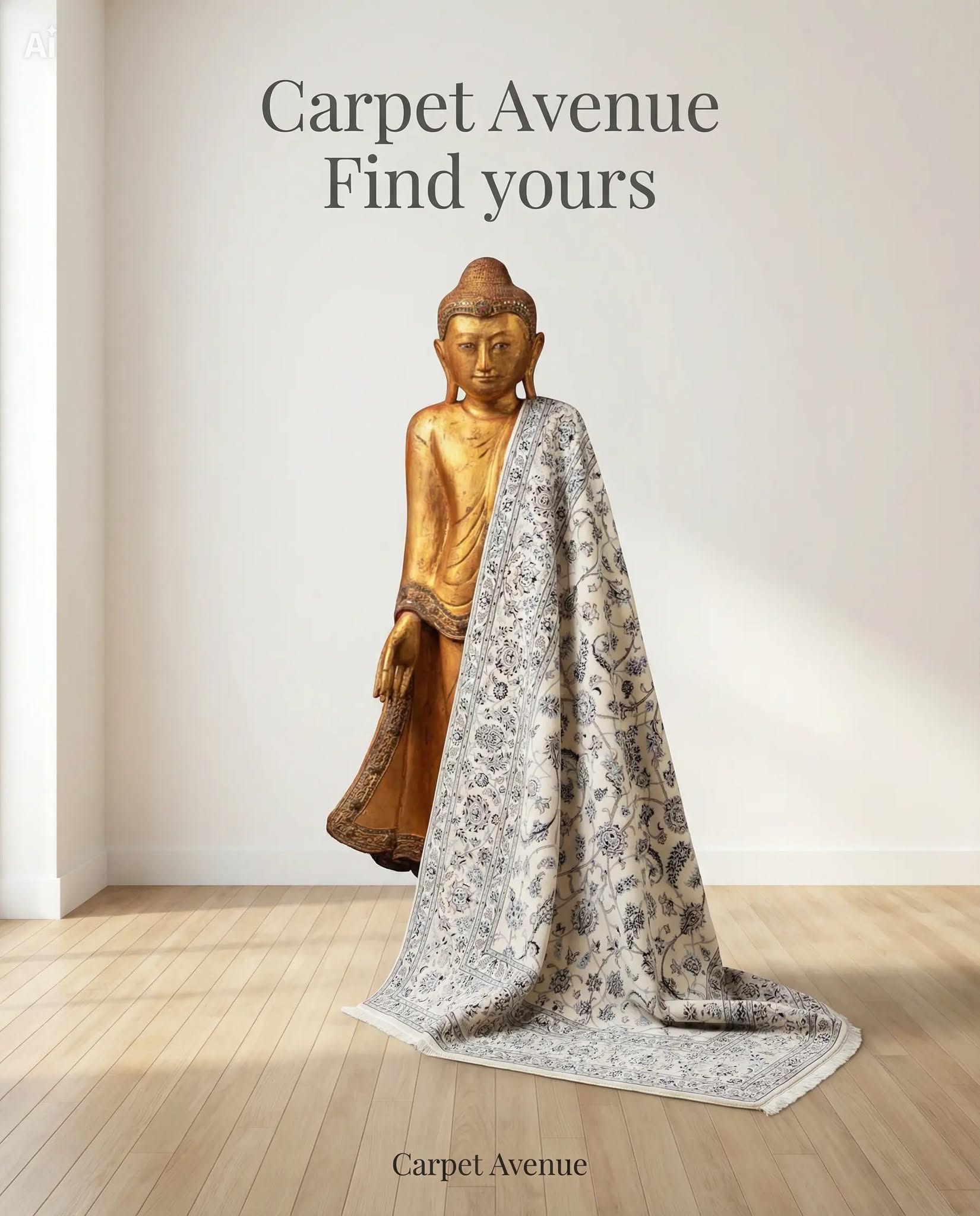 Instagram post: Rug styled as statue clothing, slide 1