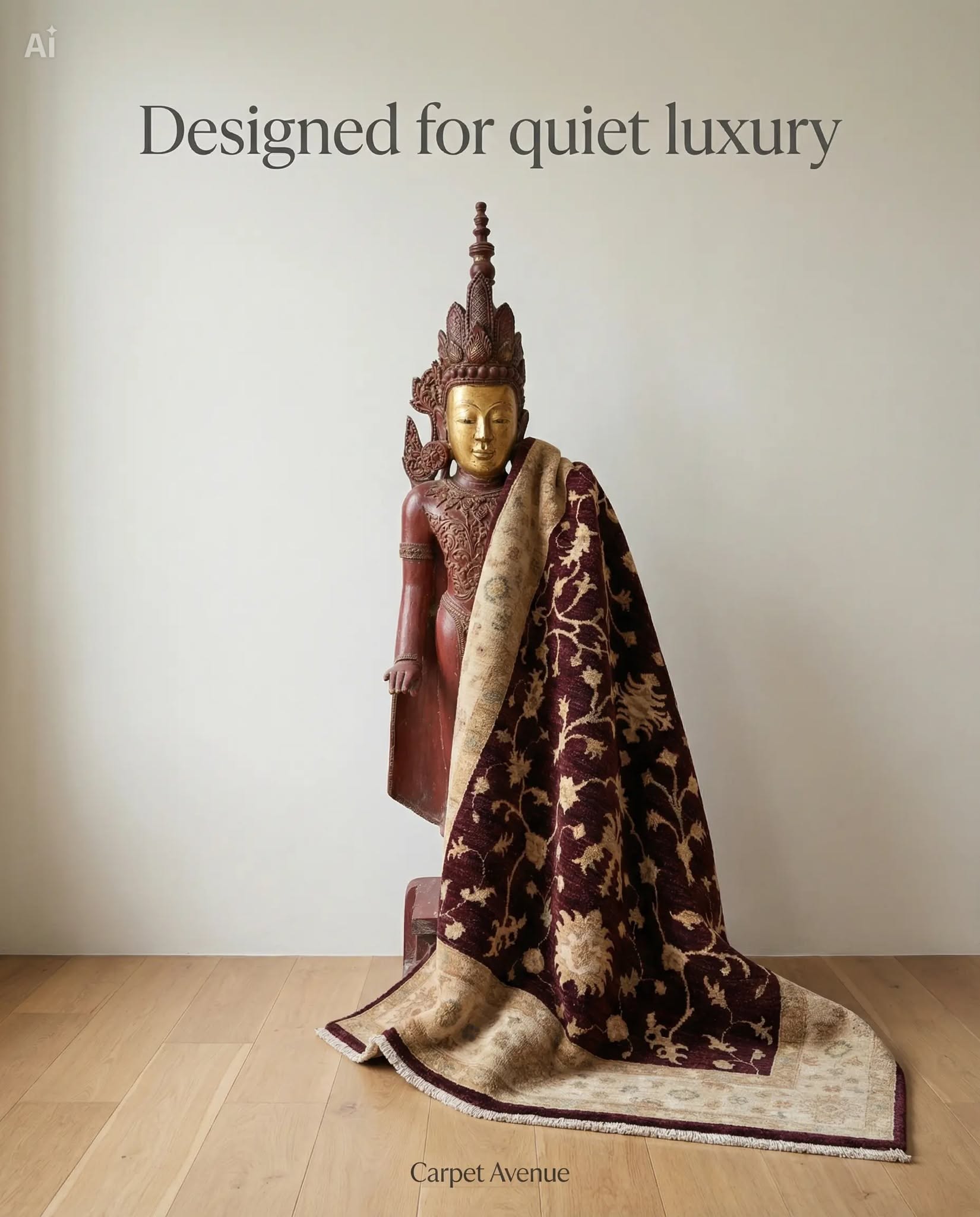 Instagram post: Rug styled as statue clothing, slide 3