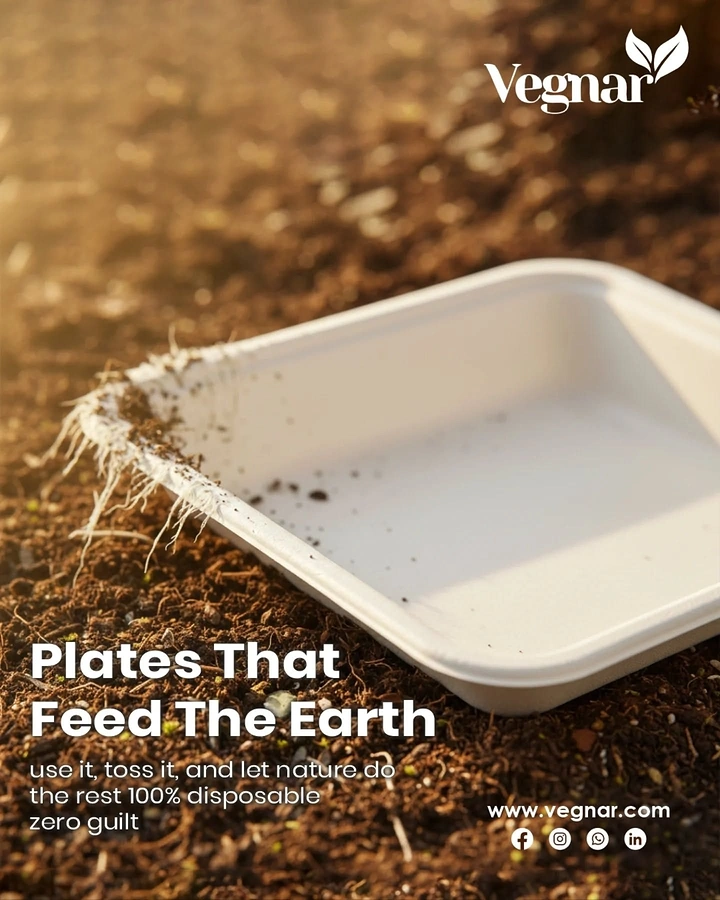 Tableware & Crockery creative ad: Compostable plate literally feeds the earth