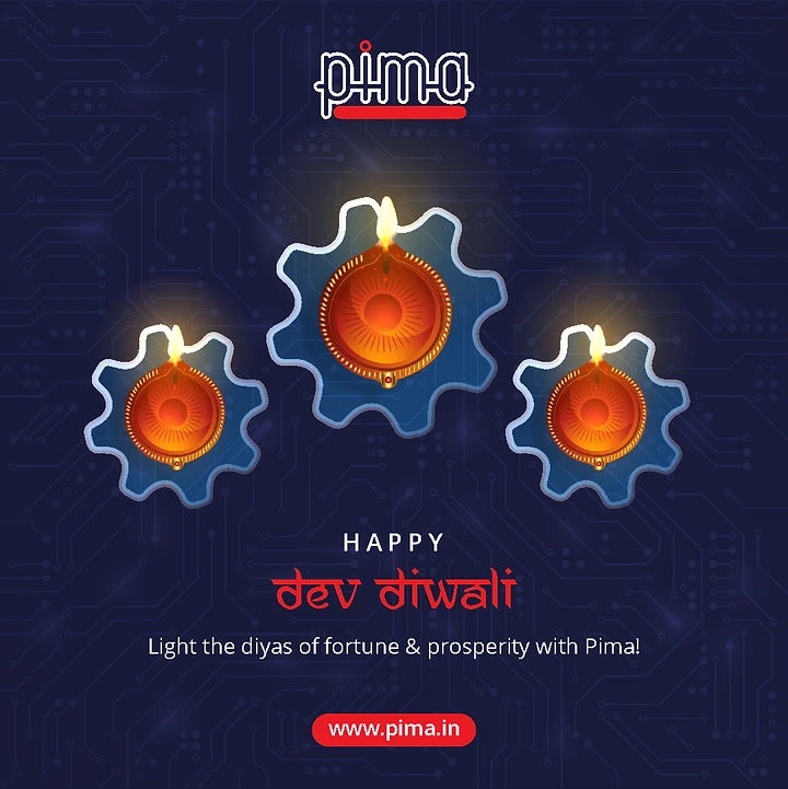 other-festival creative ad: Three glowing diyas set inside blue gear cogs
