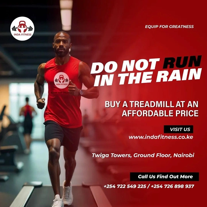 Fitness Equipment Stores creative ad: Rain-running pun makes treadmill offer memorable