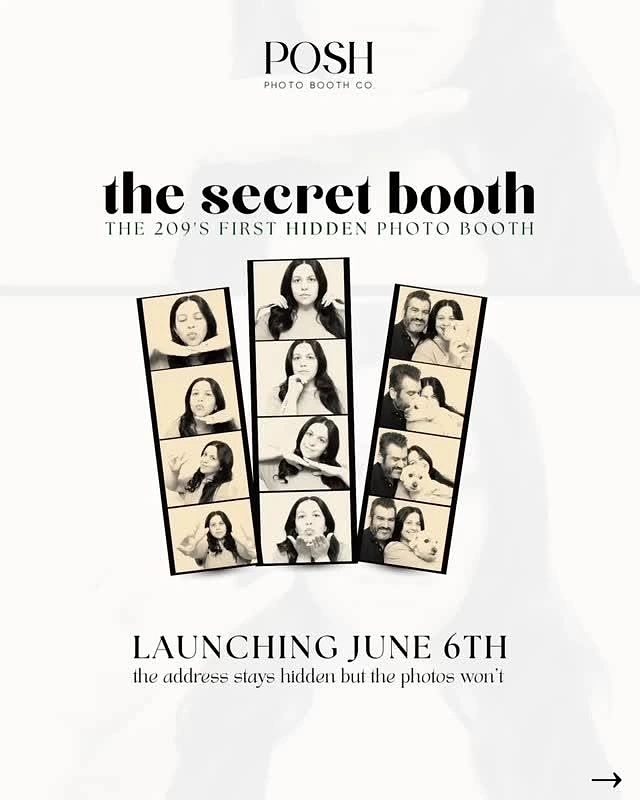 Photo Booth Rentals creative ad: Secret-booth mystery launch concept