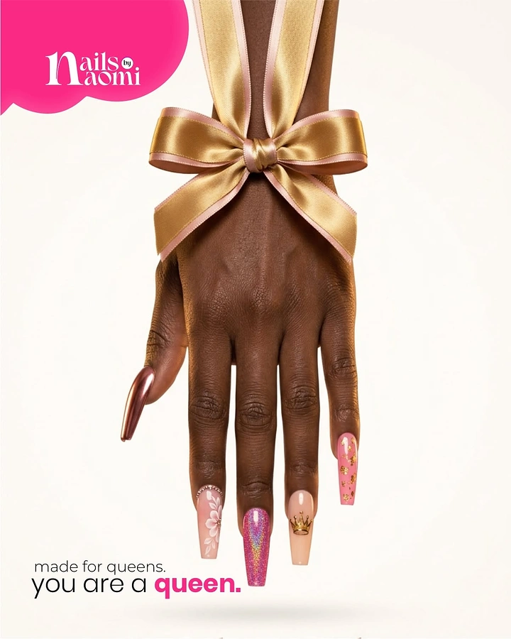 Nail Salons creative ad: Hand wrapped with bow as a gift