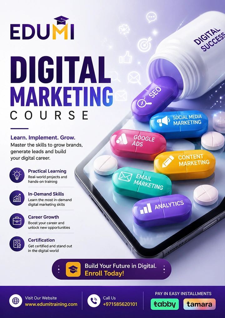 Online Courses & E-learning creative ad: Marker as rocket metaphor for digital skills