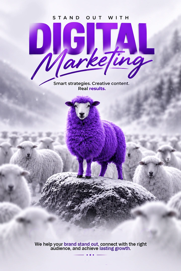 Agency creative ad: Purple sheep standing out from herd