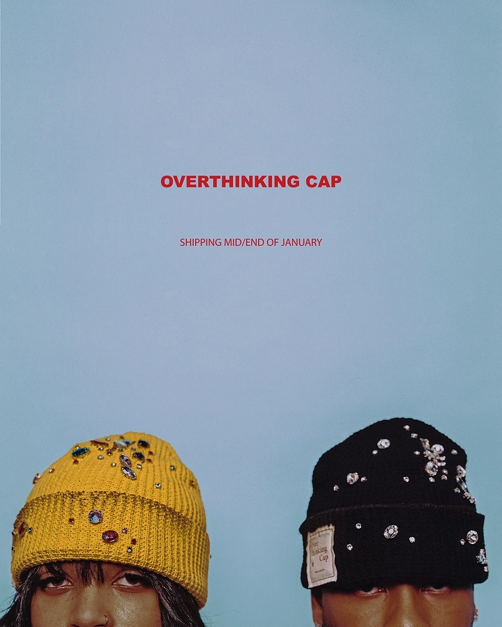 Hats & Caps creative ad: Overthinking cap is a clear visual pun