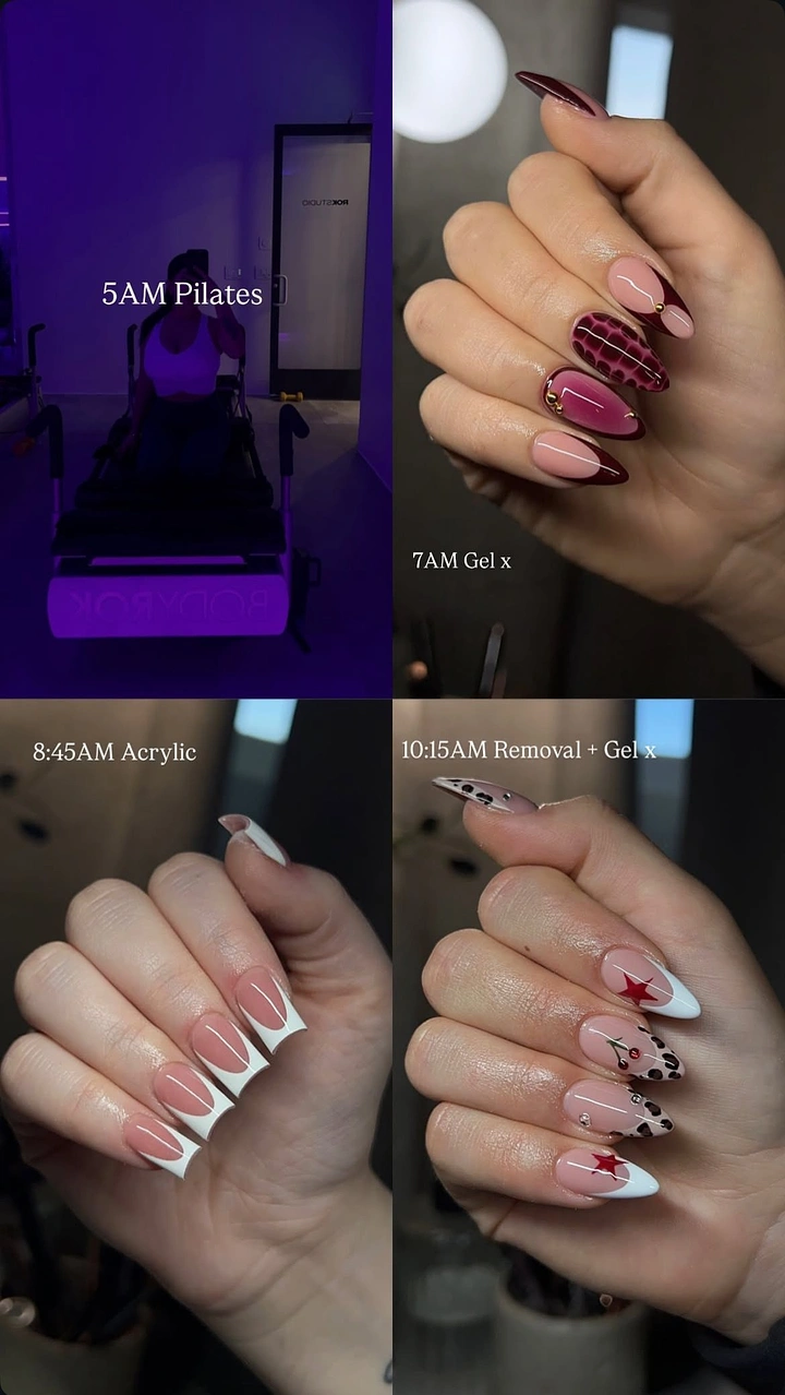 Nail Salons creative ad: Timestamped day-in-the-life nail schedule