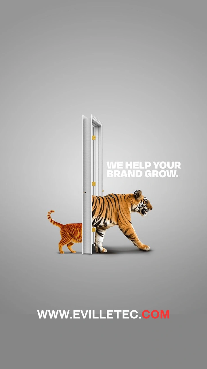 Agency creative ad: Cat walks through door, emerges tiger: growth