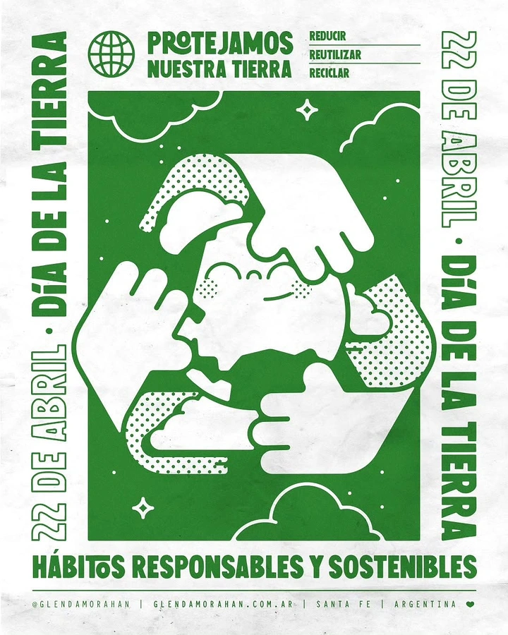 other-festival creative ad: Three hands forming a recycling symbol around a smiling Earth