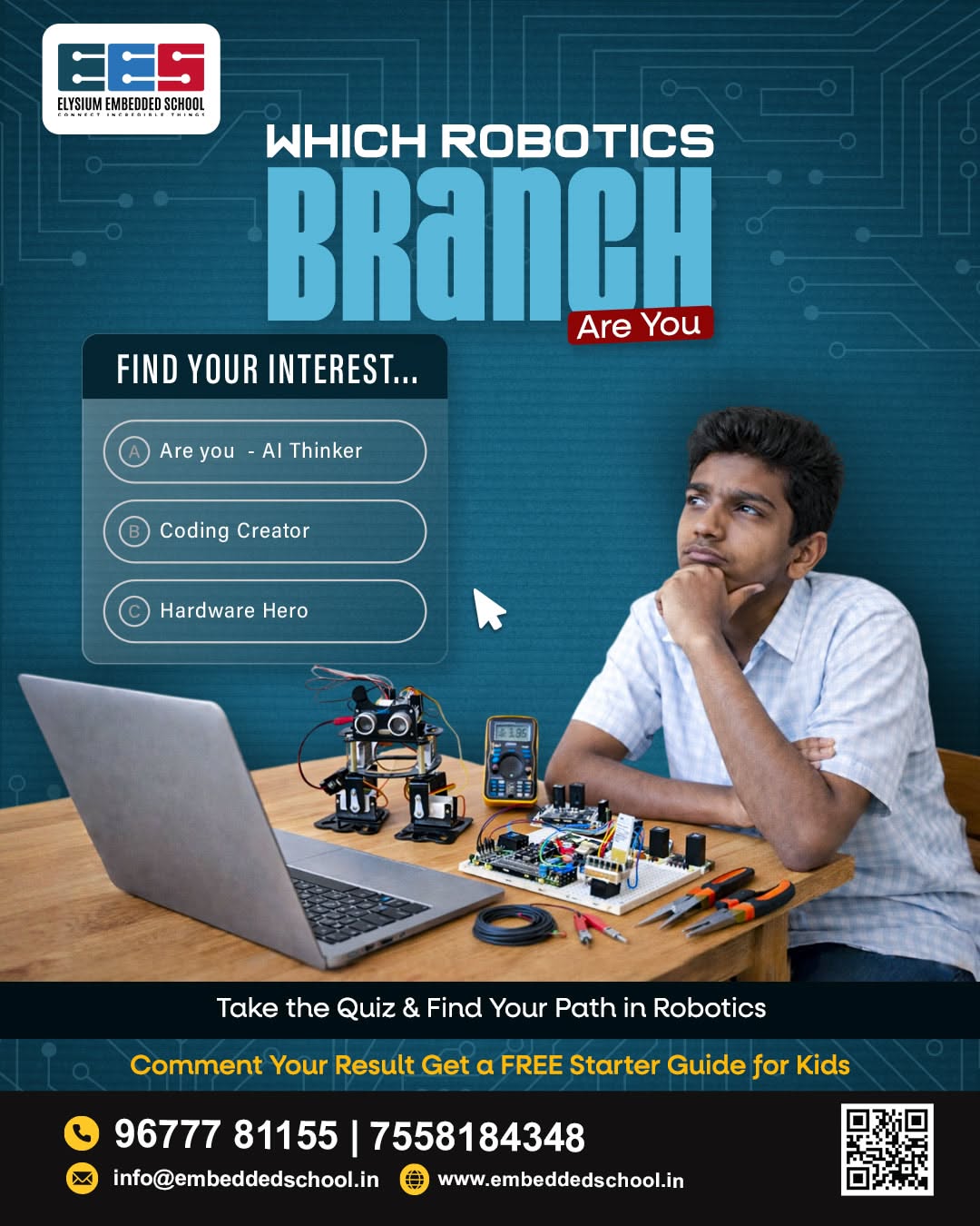 Instagram post: Interactive robotics-path quiz concept