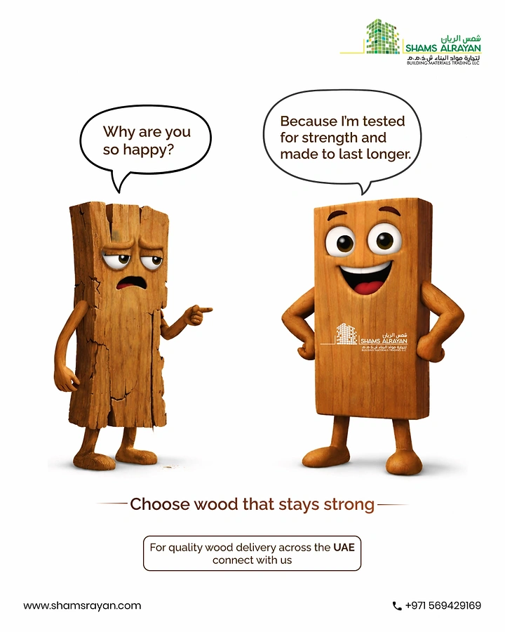 Carpenters & Woodwork creative ad: Talking wood-plank characters compare strength