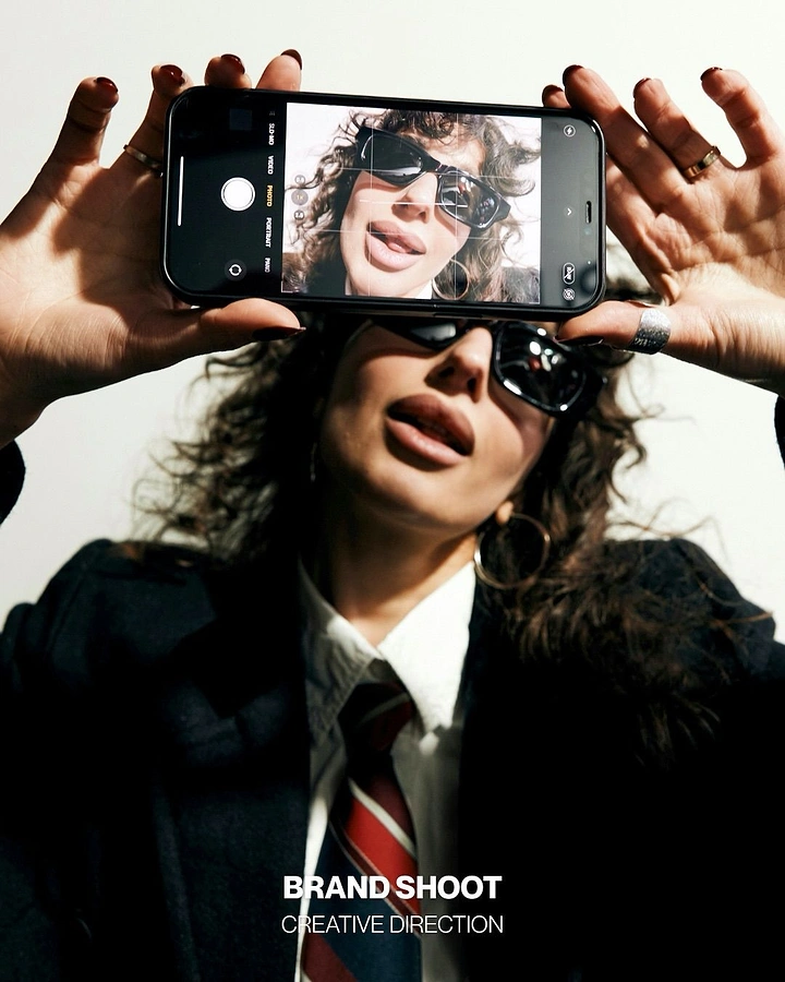 Photography creative ad: Phone screen replaces face, brand shoot