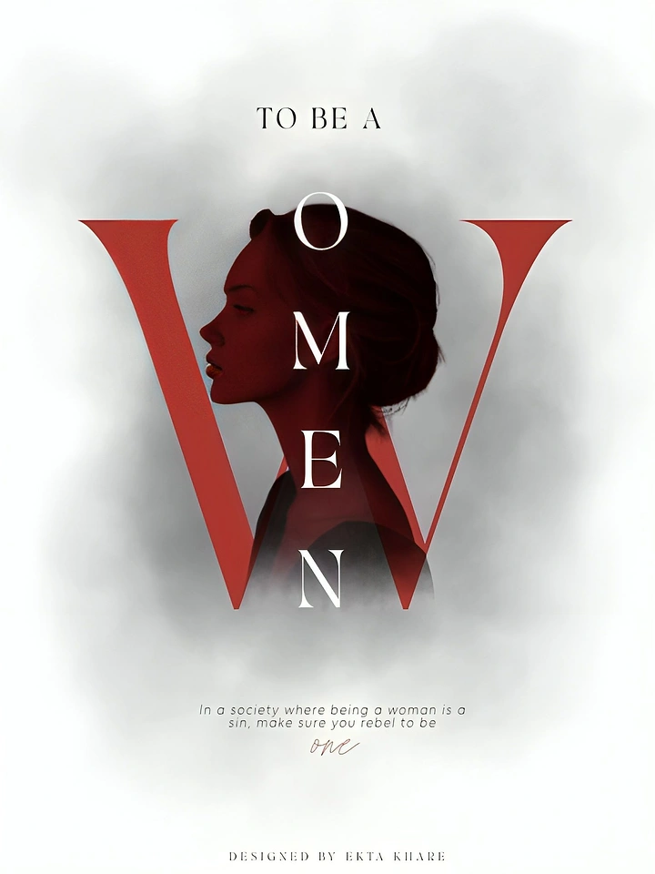 Women's Day creative ad: Woman's profile inside giant red letter W