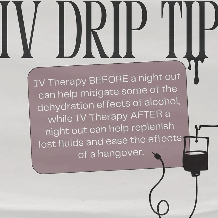 IV Therapy & Drip Bars creative ad: Clever hangover advice with drip illustration
