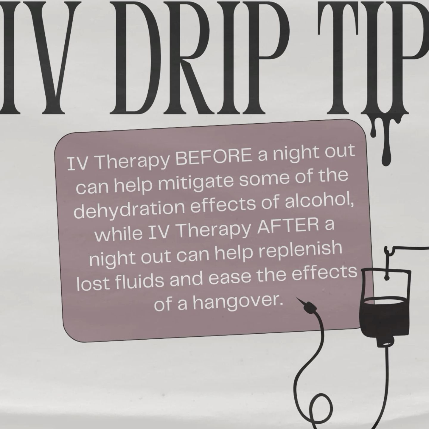 Instagram post: Clever hangover advice with drip illustration