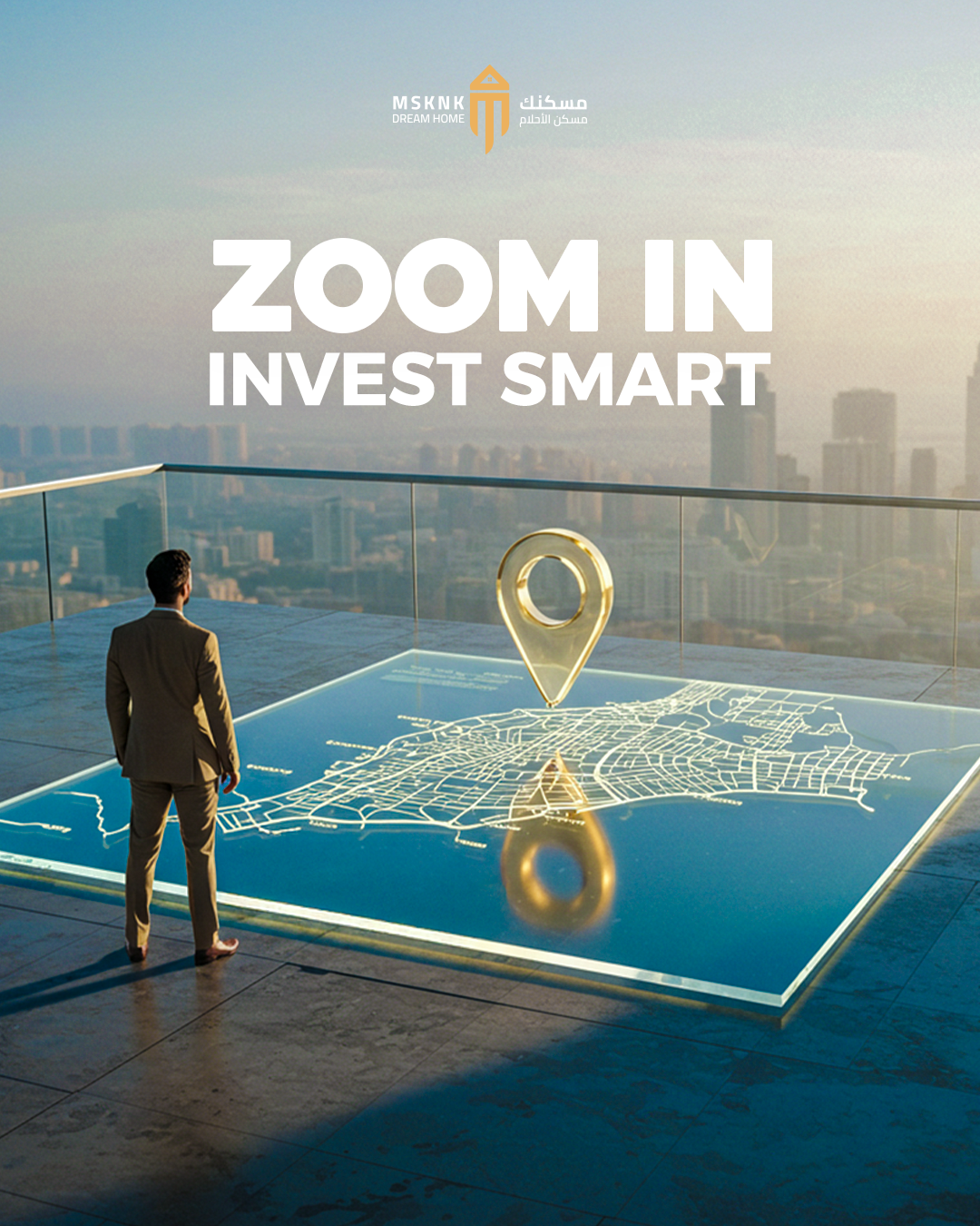 Instagram post: Zoom-in map pin metaphor, cinematic