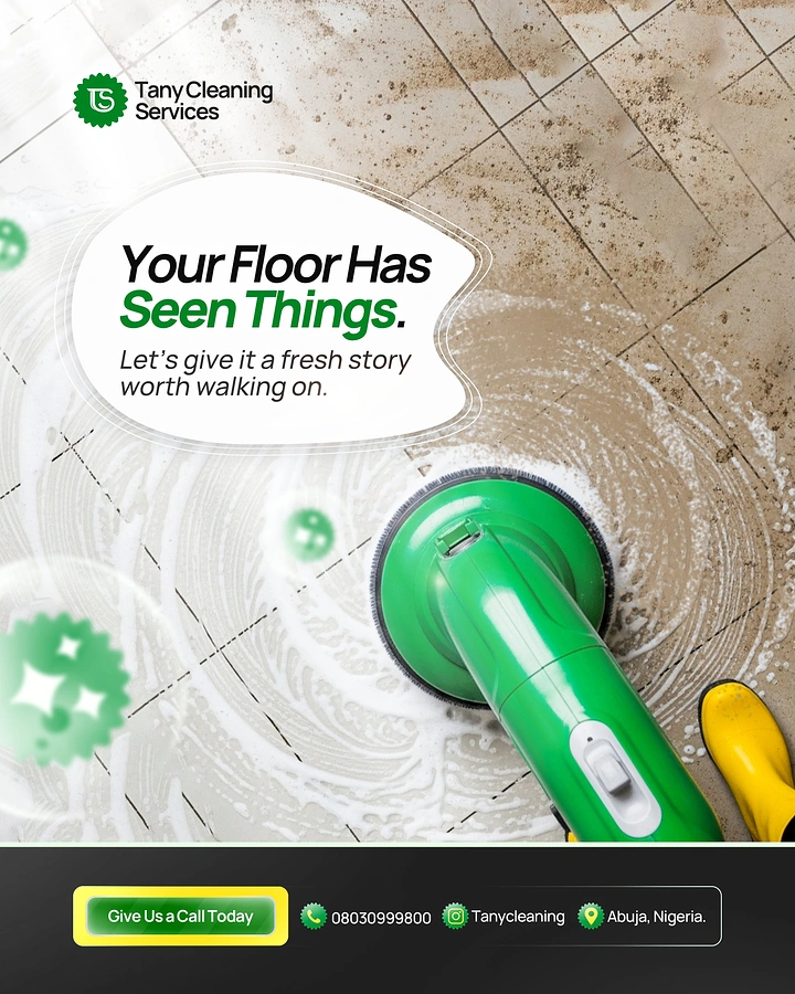 Cleaning Services creative ad: Witty 'Your floor has seen things' copy