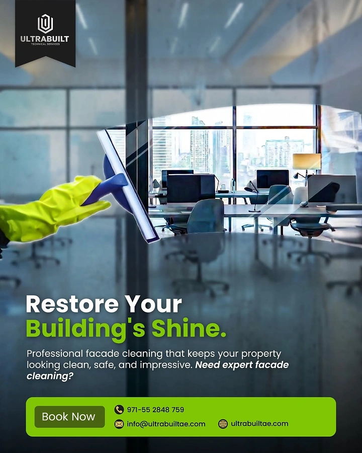 Cleaning Services creative ad: Squeegee wiping the viewer's glass