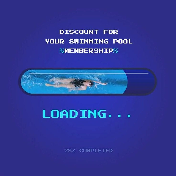 Swimming Pools & Pool Care creative ad: Pool membership becomes loading interface