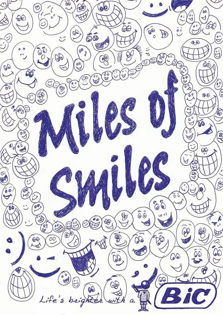 Pens & Writing Instruments creative ad: Smiley doodles reinforce memorable copy