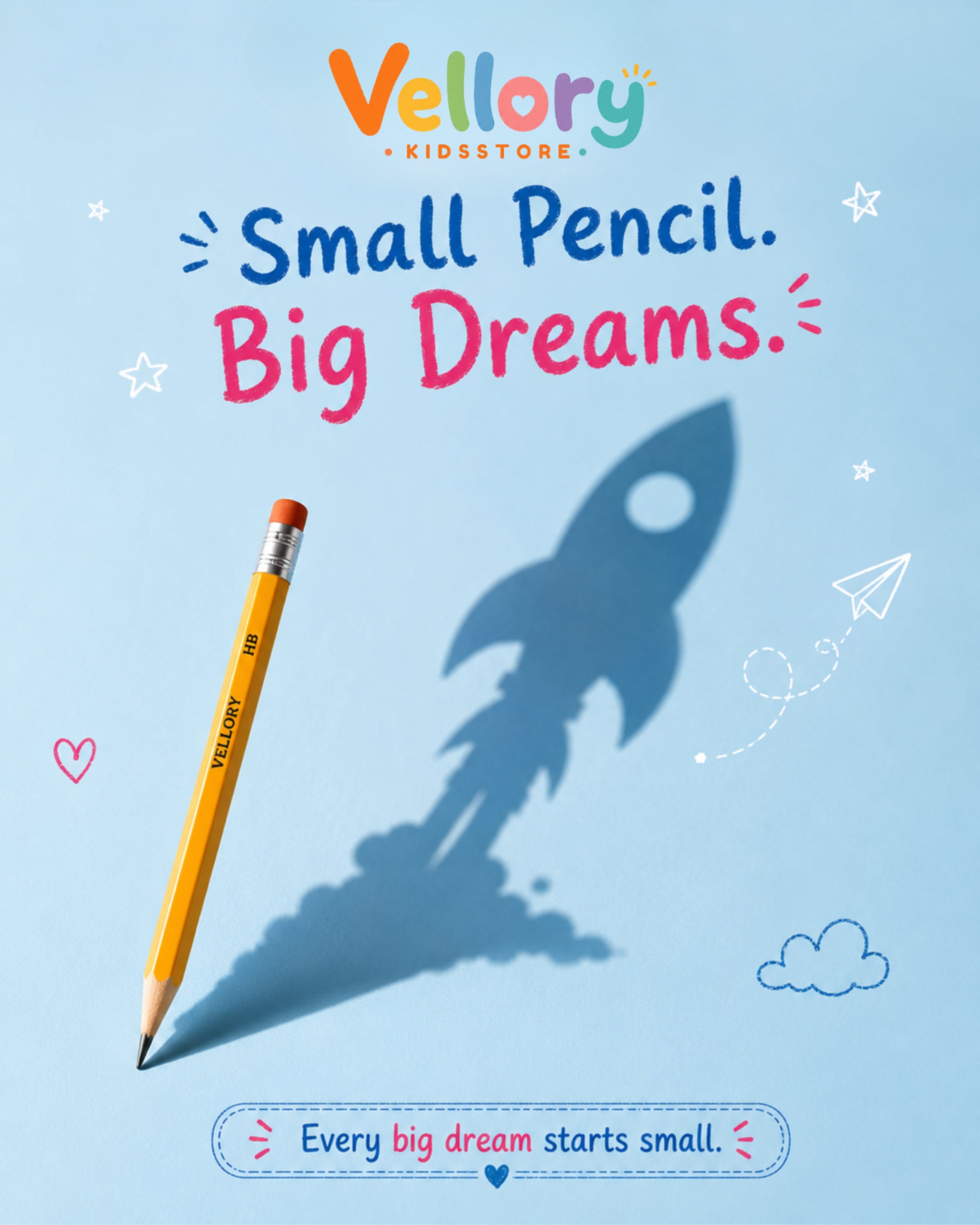 Instagram post: Pencil casting a rocket-ship shadow