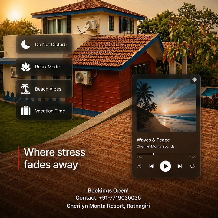 Vacation Rentals & Holiday Homes creative ad: Resort transformed into calming app interface