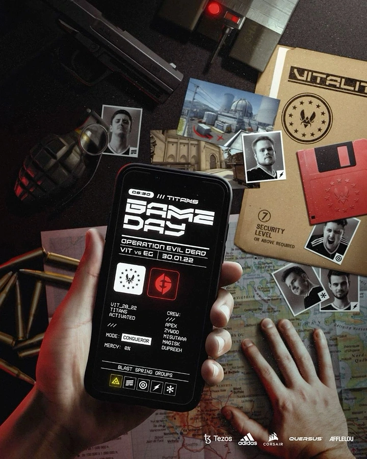 Escape Rooms creative ad: Mission dossier collage creates game narrative