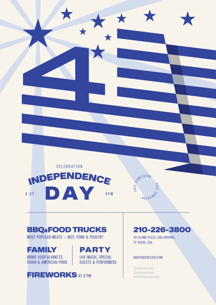 other-festival creative ad: Graphic numeral 4 merged into a waving striped flag with stars