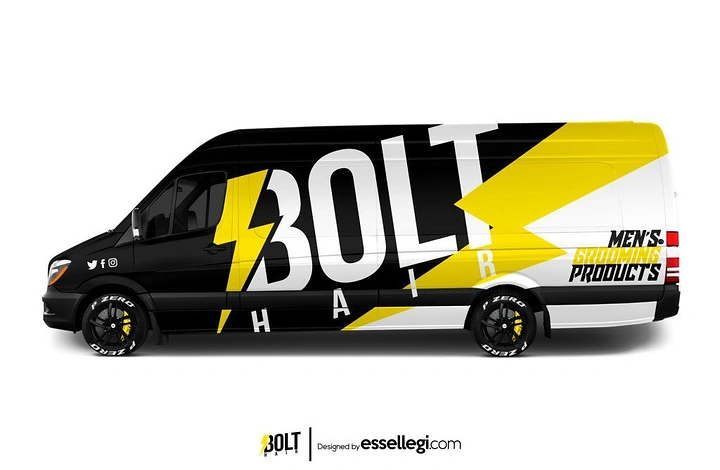 Window Tinting & Car Wraps creative ad: Lightning bolt becomes brand mark