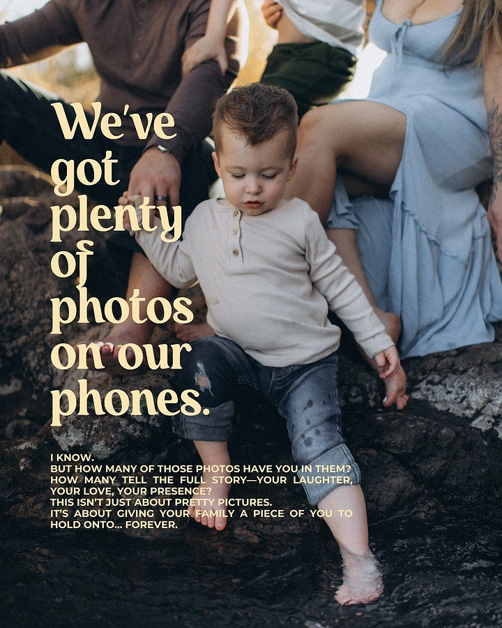 Photography creative ad: Phone-photos hook sells family session