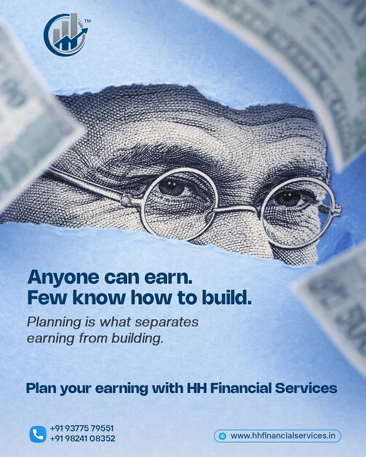 Stock Brokers & Investing creative ad: Engraved banknote portrait eyes with round glasses peeking through torn blue paper