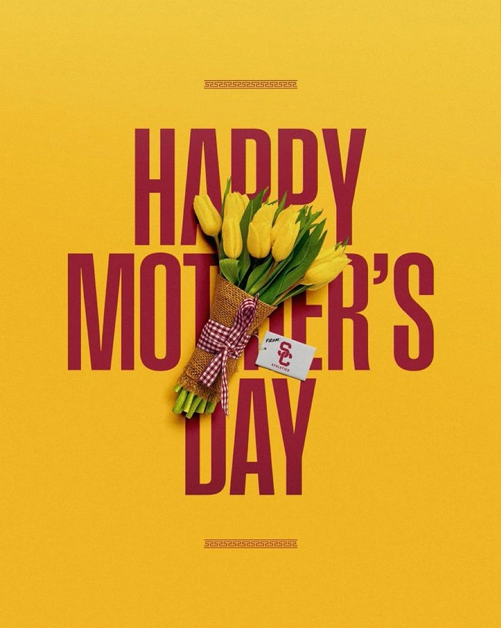 Mother's Day creative ad: Yellow tulip bouquet laid over giant type