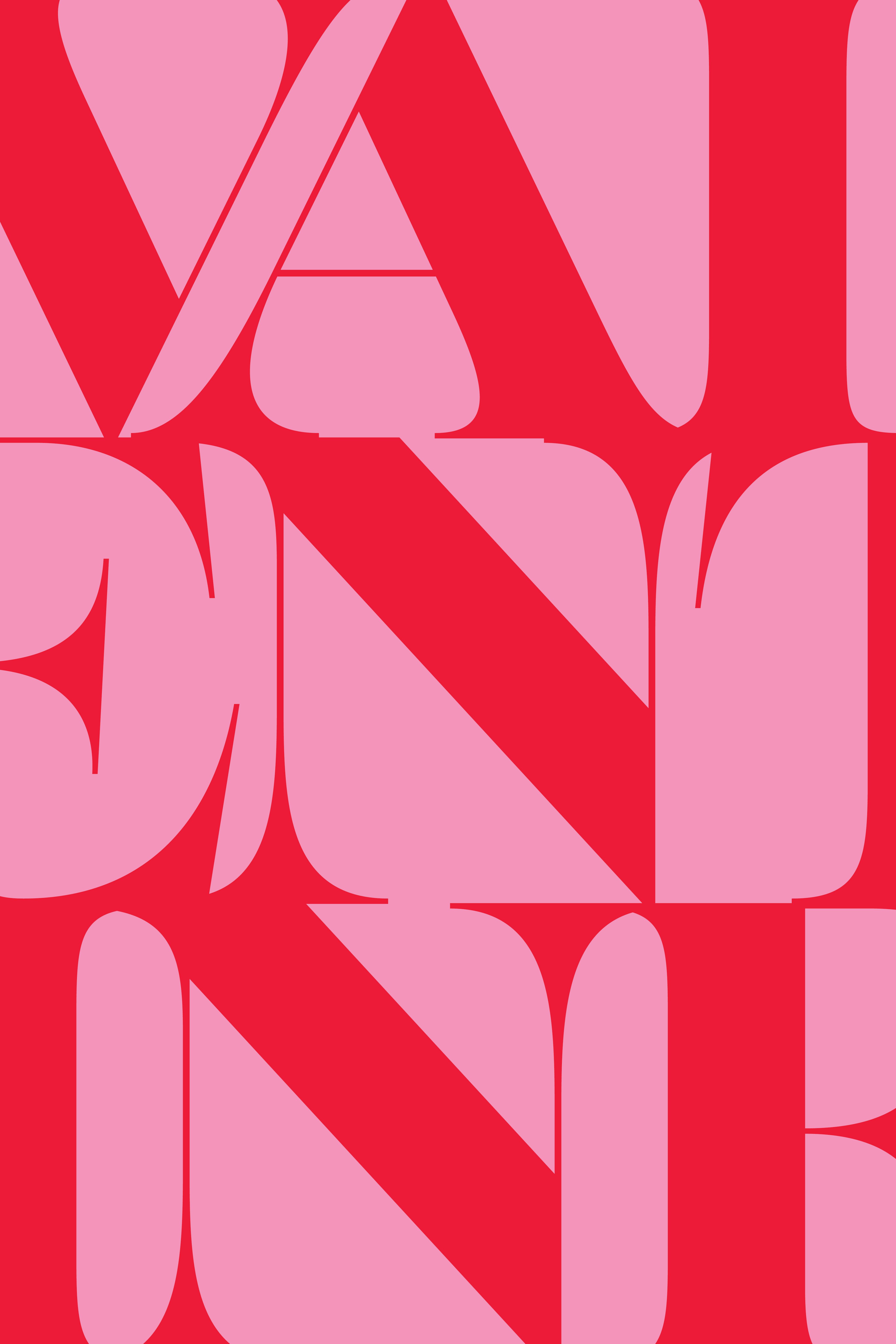 Oversized cropped VALENTINE letterforms