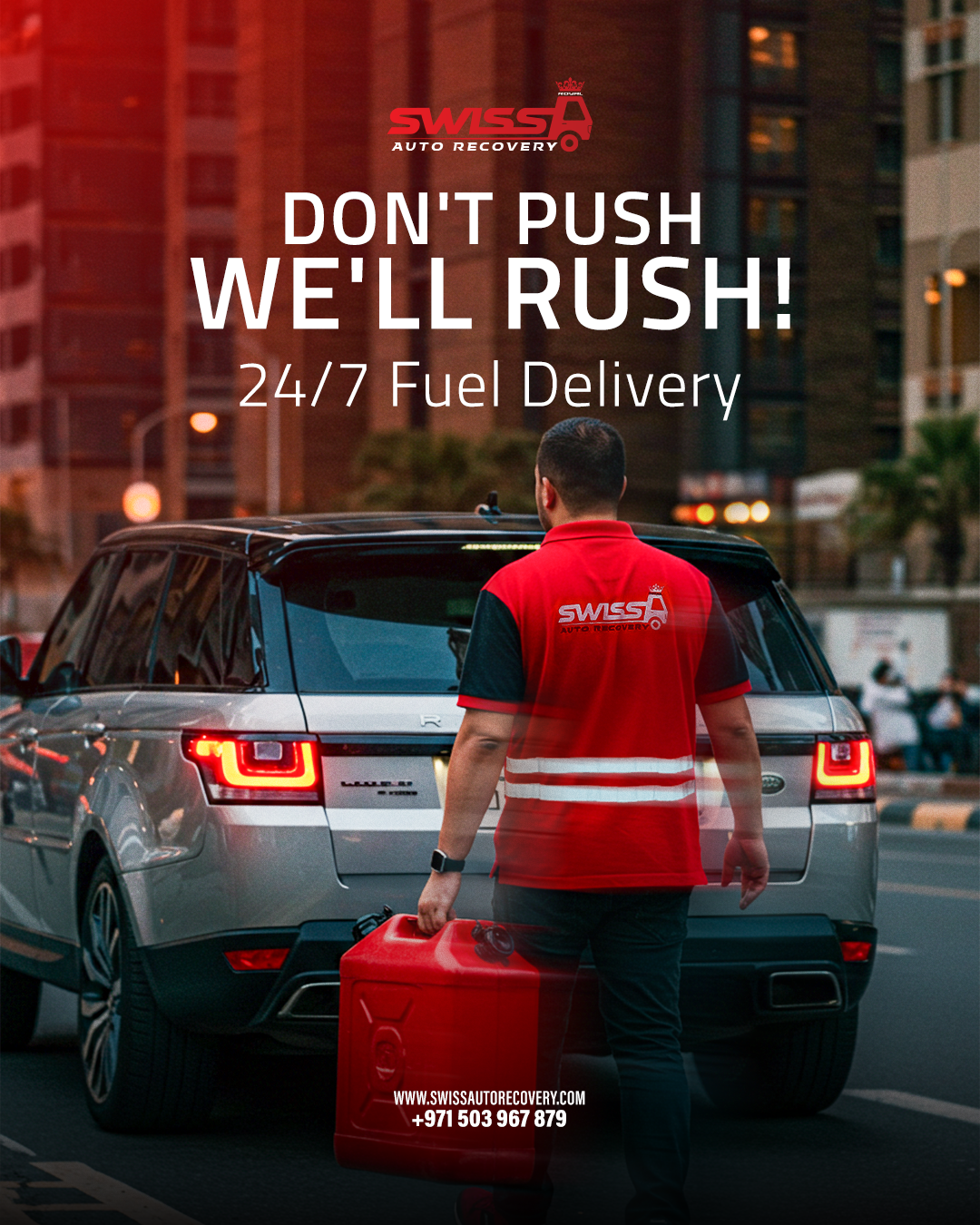 Instagram post: Witty push-versus-rush service copy