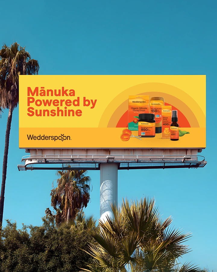 Honey Brands creative ad: Sunshine powers colorful product world