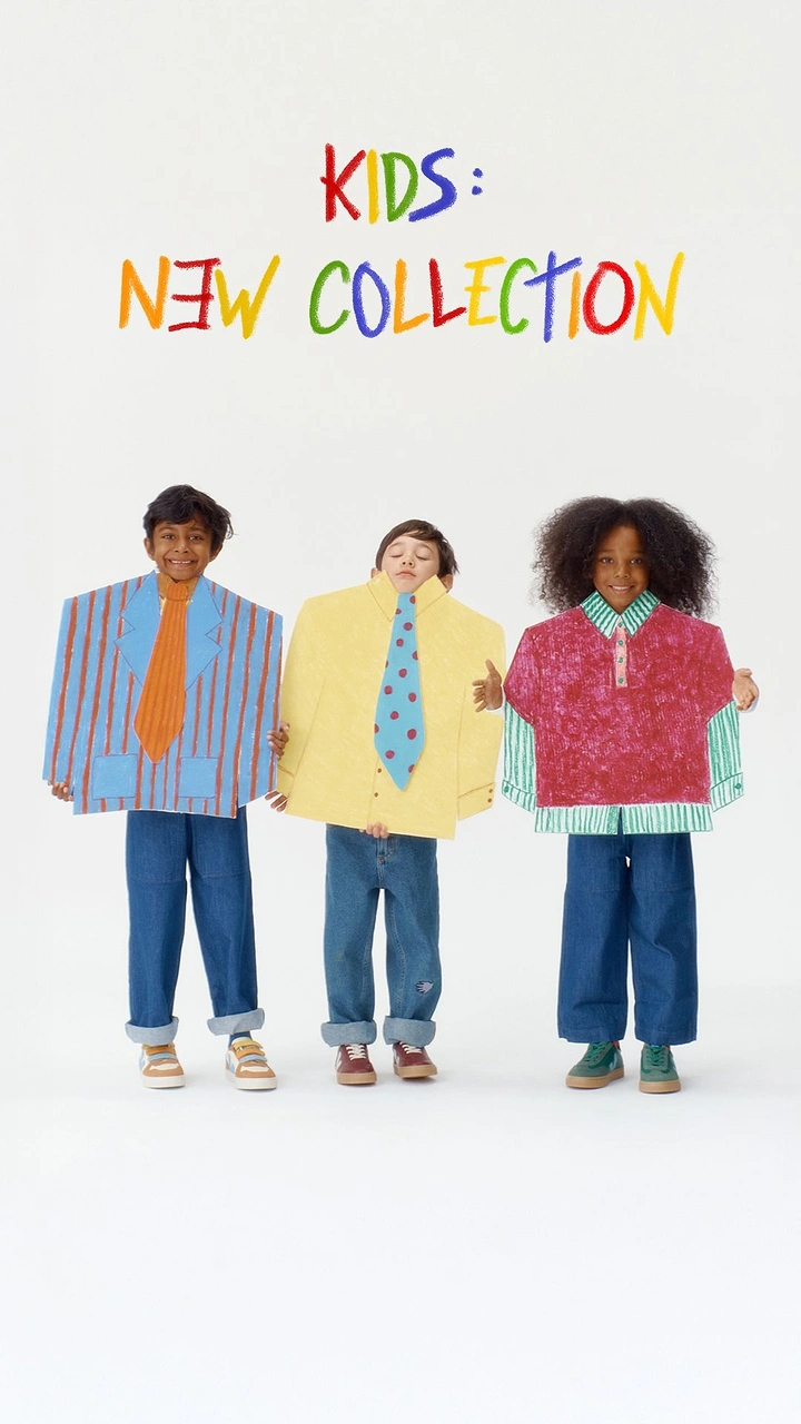 Kids Clothing creative ad: Cardboard cut-out clothes on kids