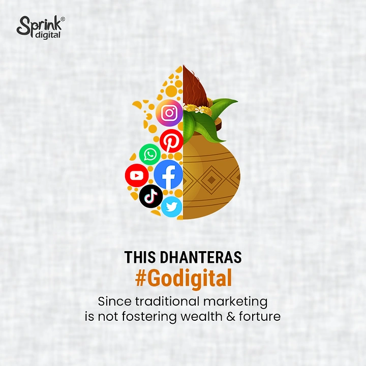 Dhanteras creative ad: Kalash half-built from social media icons