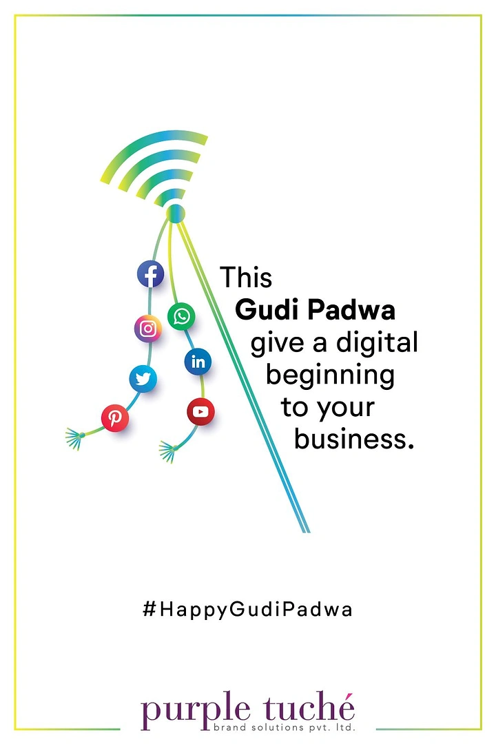 other-festival creative ad: Gudi reimagined as a wifi symbol with social icon garlands