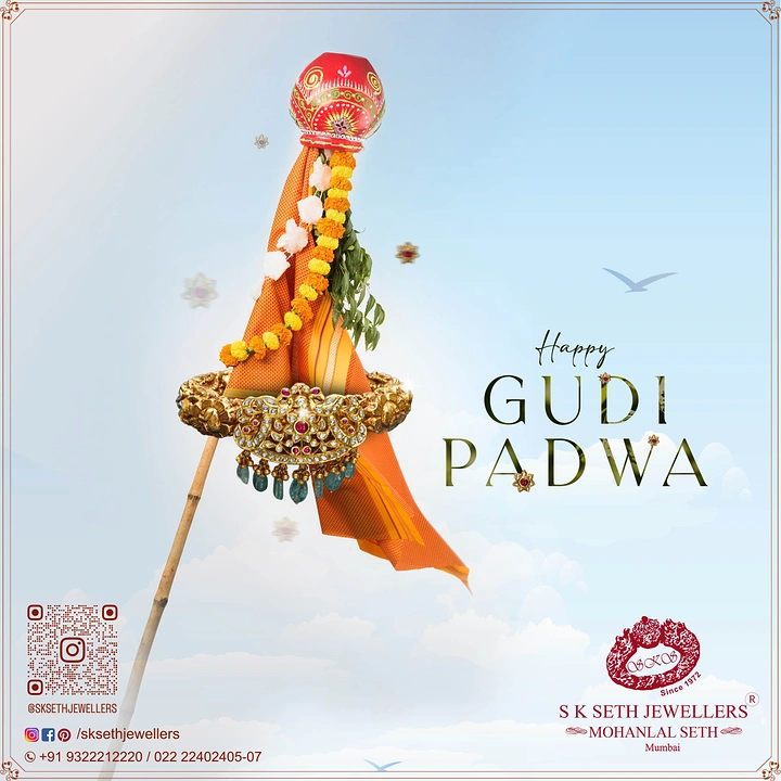 other-festival creative ad: Gudi adorned with an ornate gold kundan choker against the sky