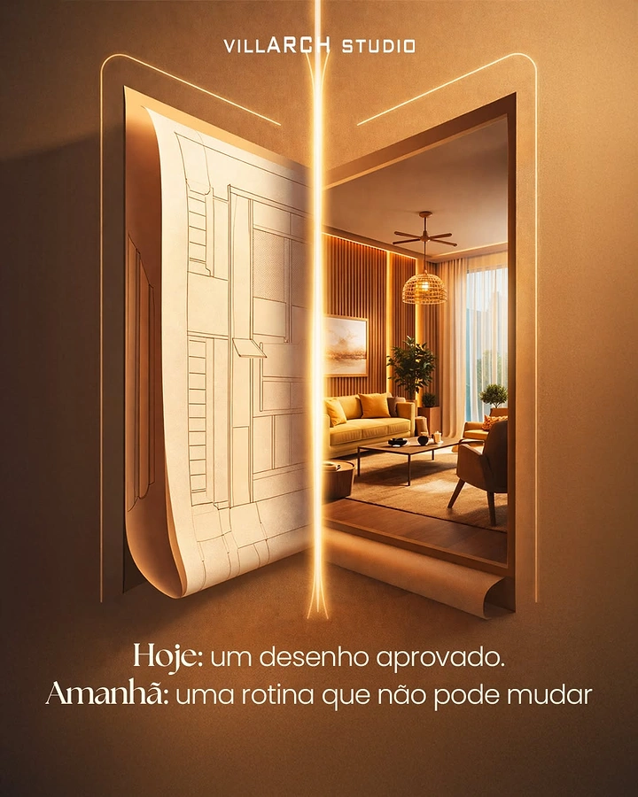 Home Renovation & Remodeling creative ad: Glowing architectural split suggests transformation