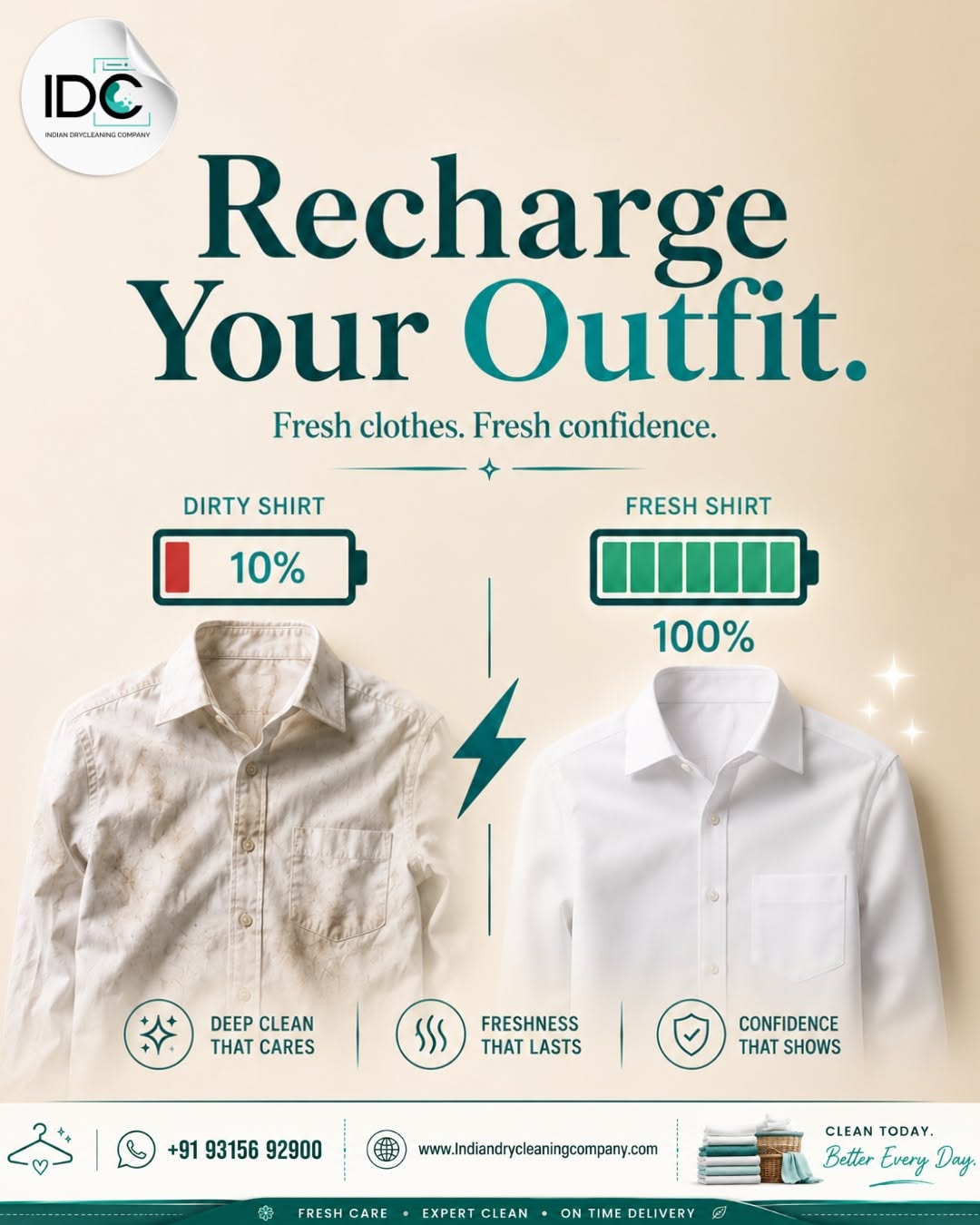 Instagram post: Shirt battery charge dirty-to-fresh metaphor