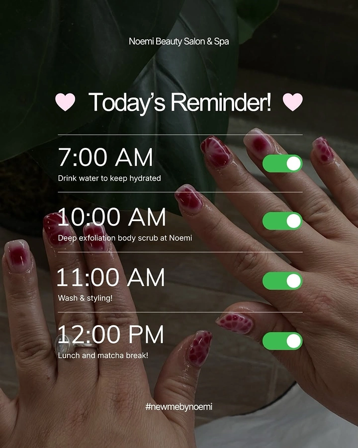 Nail Salons creative ad: Phone alarm toggles as spa schedule