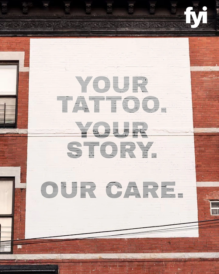 Tattoo Studios creative ad: Faded mural type evokes tattoo fading