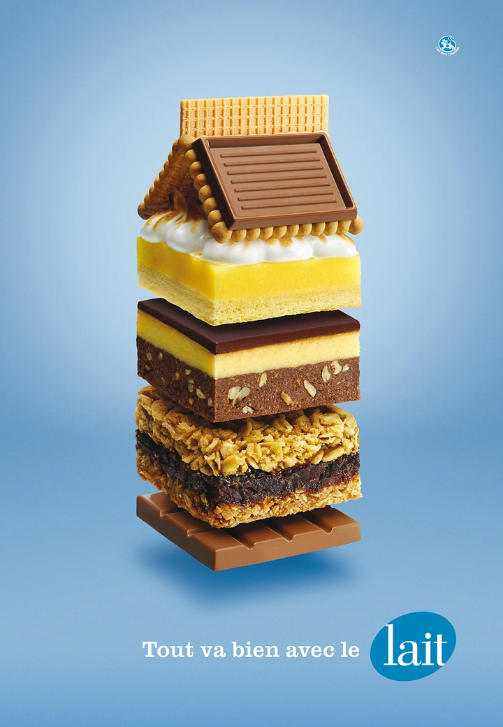 Dairy Brands creative ad: Dessert layers build milk carton
