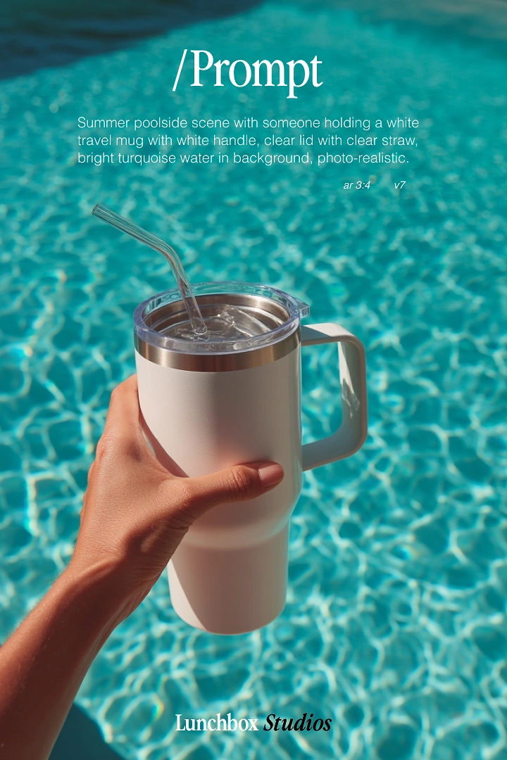 Tumblers, Flasks & Drinkware creative ad: Poolside placement gives product editorial context