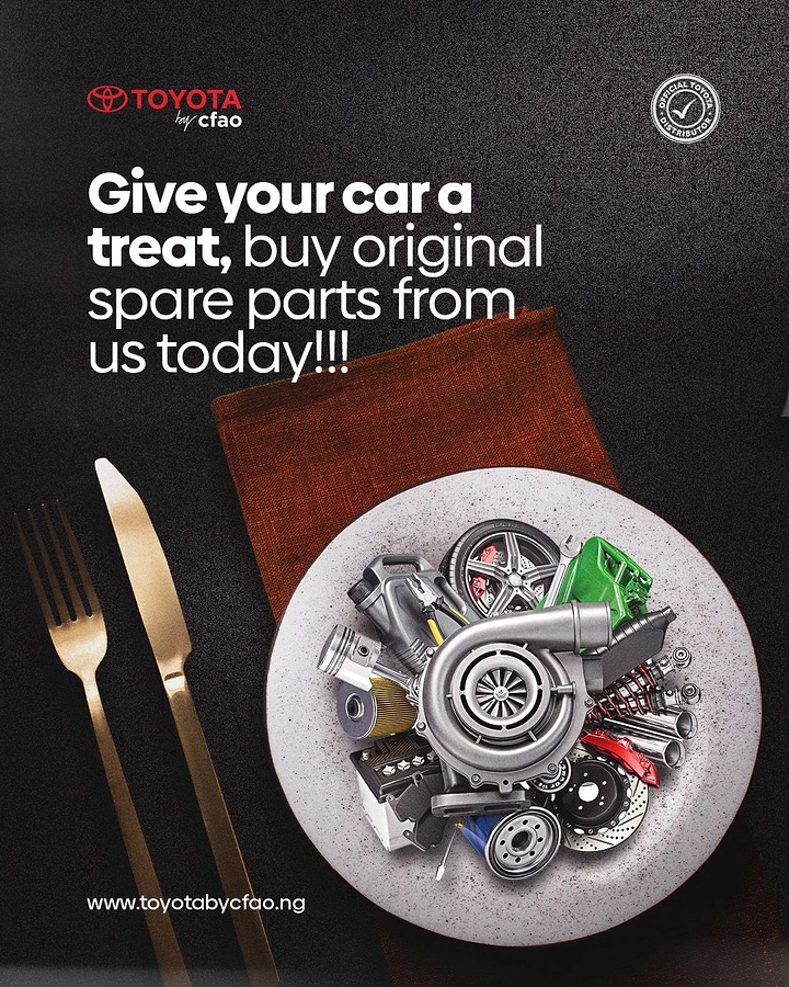 Auto Repair & Garages creative ad: Spare parts served as dinner plate treat