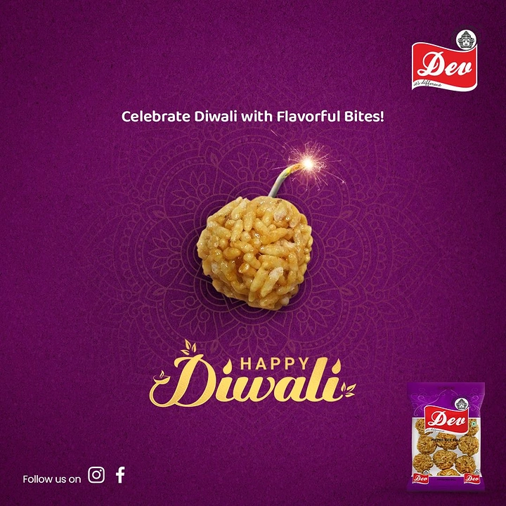 Diwali creative ad: Puffed rice ball styled as a lit cracker bomb