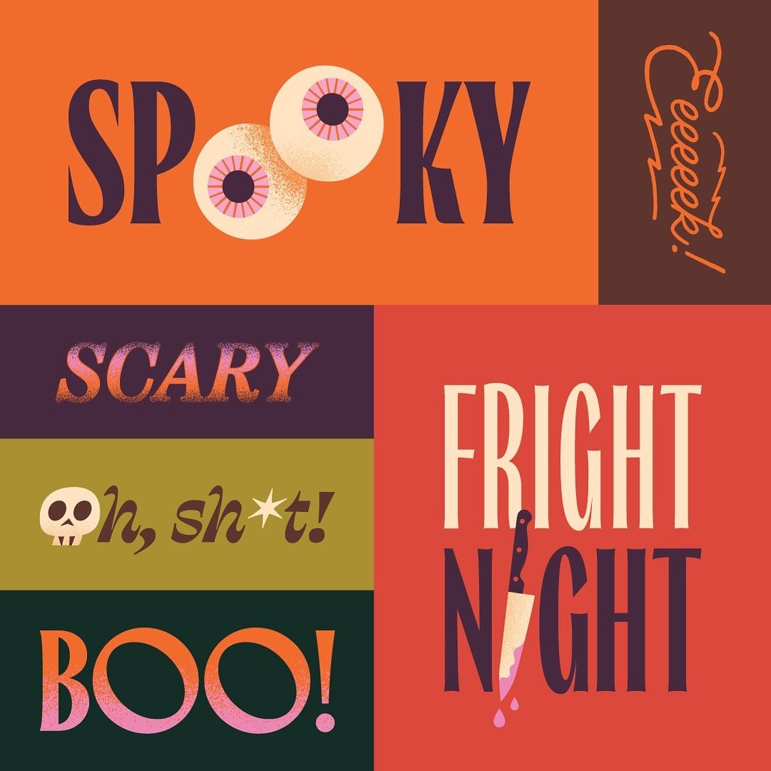 Halloween Instagram post: Halloween lettering sampler in colour-block panels