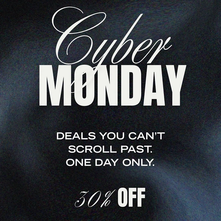 Cyber Monday creative ad: Mixed-type Cyber Monday headline on dark satin