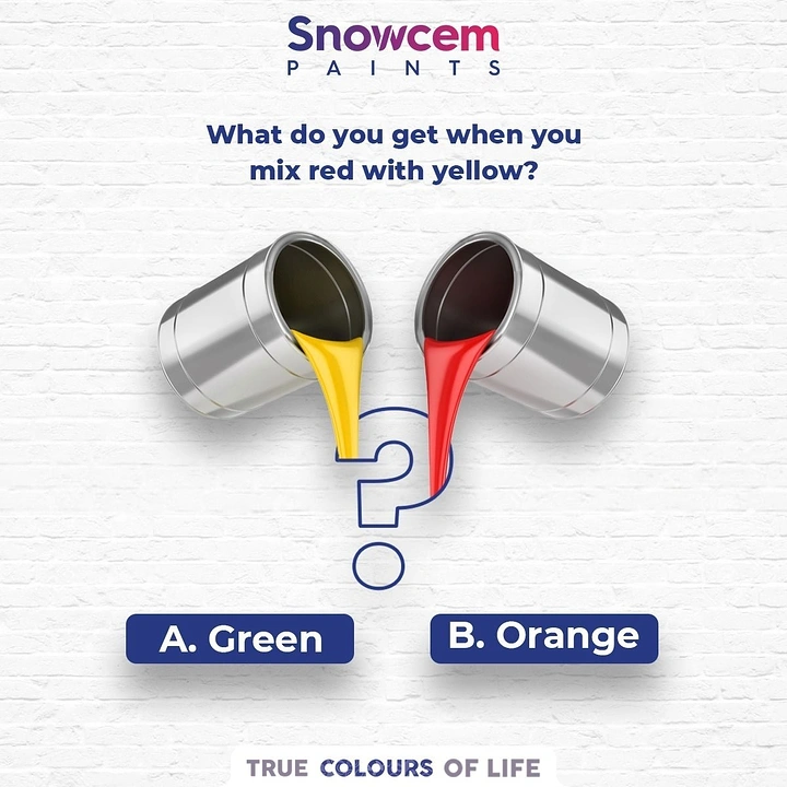House Painters creative ad: Colour-mixing quiz with pouring paint cans